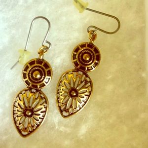 Gold tone Aztec earrings